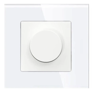 Ściemniacz dimmer 500W, 80W dla LED, regulator obrotów wentylatora - szklana ramka - biały - Tawoia Glass