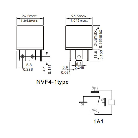 Przekaźnik samochodowy NVF4 SPST-NO, 12V, 40A