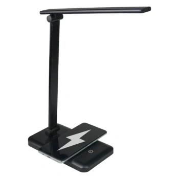 Lampka biurkowa LED z ładowarką indukcyjną DTLL50B DPM, 3,6 W, 142 lm, 6000 K, wyjście USB, czarna