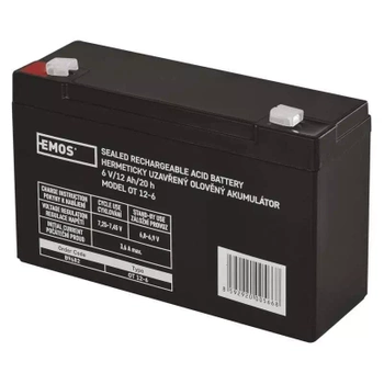Akumulator AGM bezobsługowy, 6 V, 12 Ah, 151 × 51 × 94 mm, 1,8 kg, EMOS B9682