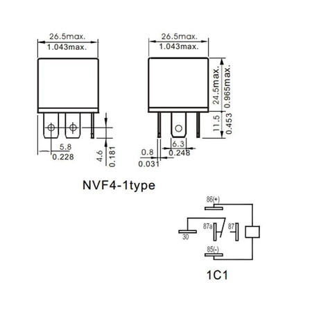 Przekaźnik samochodowy NVF4 SPDT, 12V, 30A