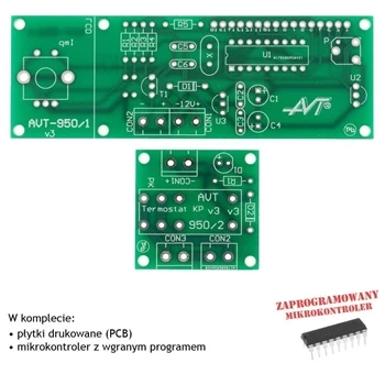 Termostat elektroniczny - PCB's i mikroprocesor do projektu AVT 950