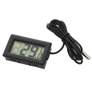 Termometr panelowy LCD z sondą na przewodzie 1 m, zakres -50 do +110°C, zasilanie LR44
