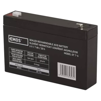 Akumulator AGM bezobsługowy, 6 V, 7 Ah, 151 × 34 × 94 mm, 1,2 kg, EMOS B9659