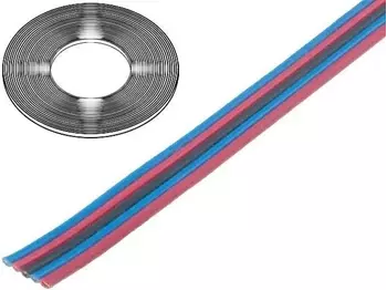 Przewód wstążkowy TLWY 5x 0.35mm2 150V, kolorowy BL-R-BLK-BL-R, 1mb