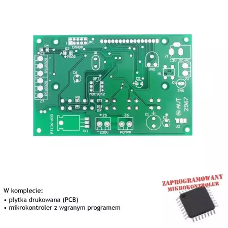 Prosty sterownik pieca CO - termometr różnicowy, PCB i mikroprocesor do projektu AVT2967