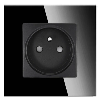 Gniazdo z ramką szklaną - kolor czarny