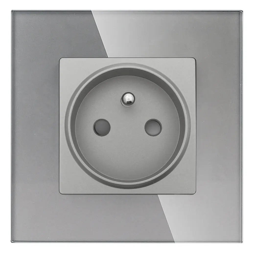 Gniazdo z ramką szklaną - kolor szary