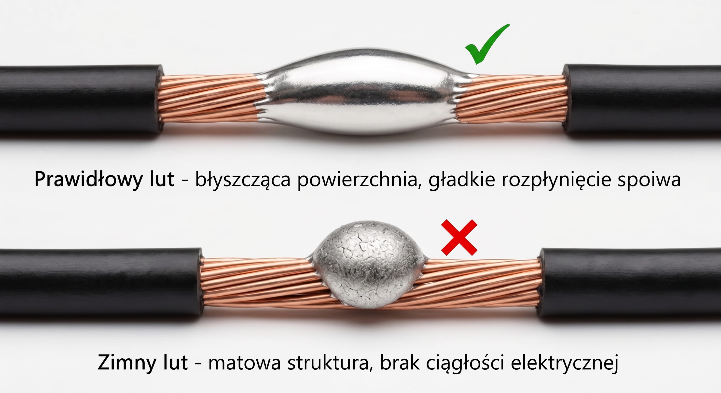 Prawidłowy lut vs. zimny lut