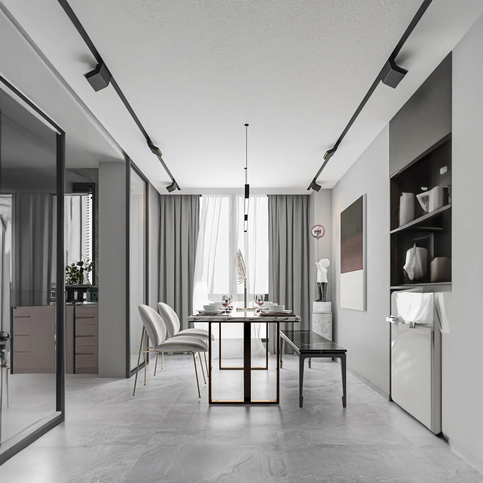 zdjęcie ilustracyjne, aranżacja systemu m-line zdjęcia oświetlenia szynowego m-line