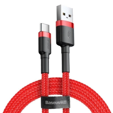 Kabel USB do USB-C 3m, szybkie ładowanie QC3.0 2A, nylonowy oplot, czerwony, Baseus