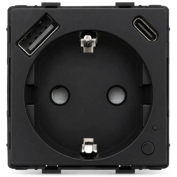 Gniazdko elektryczne Schuko z USB A+C 20W z watomierzem WiFi i Bluetooth czarne podtynkowe (moduł bez ramki) - TAWOIA Smart Home