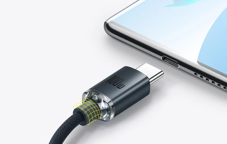 Kabel USB do USB-C 1.2m, szybkie ładowanie PD / QC 100W, czarny, Baseus Crystal Shine