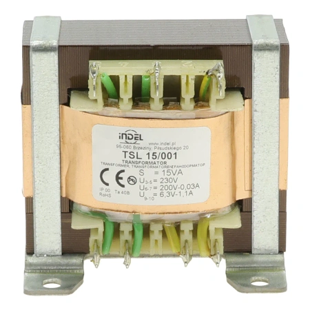 Transformator 15VA, 230Vac (200V, 6.3V) 0.33A, 1.1A
