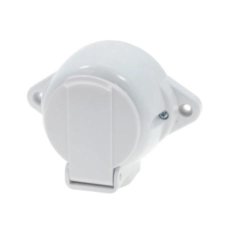 Gniazdo elektryczne bryzgoszczelne IP44 z klapką, montaż natynkowy, kolor biały, seria Retro PRL