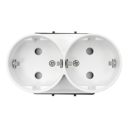 Gniazdo elektryczne podwójne Schuko - szklana ramka - białe - Tawoia Glass