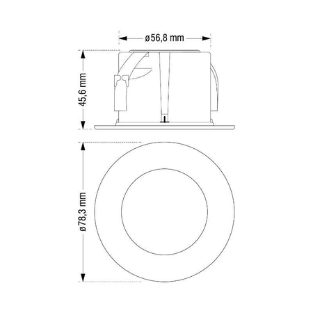 Lampka schodowa LED, 230Vac, okrągła, czarny mat