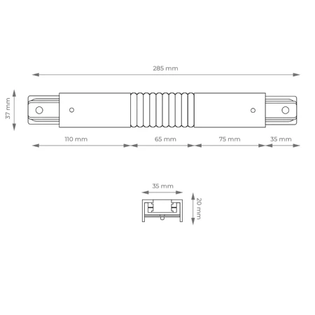 Złączka elastyczna do szyny, czarna