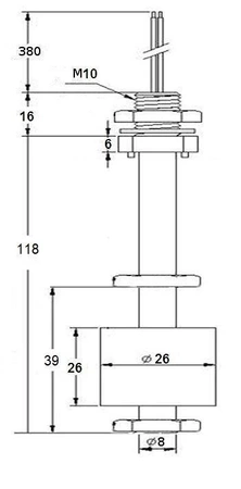 Magnetyczny czujnik poziomu wody CMW137 (50V/0.1A) 118mm