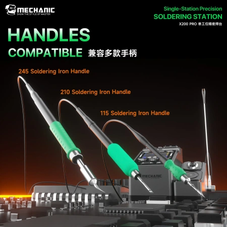Stacja lutownicza X200 Pro, 200 W, 40–450°C, kolby T115, T210 i T245, Mechanic