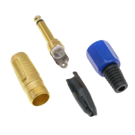 Wtyk jack 6.3 mono HQ niebieski gold