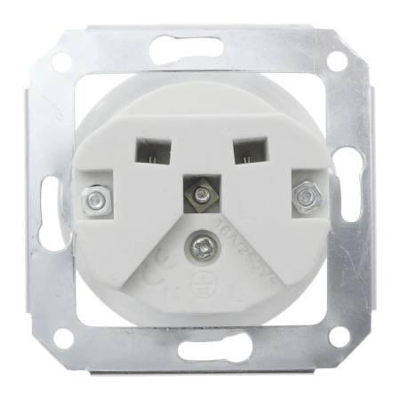 Gniazdo USB A+C 4A + Gniazdo elektryczne okrągłe białe z ramką podwójną ciemne drewno, montaż podtynkowy, Ceramic Loft