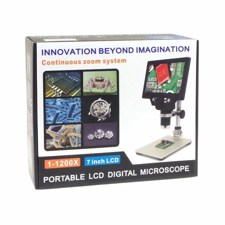 Mikroskop cyfrowy z wyświetlaczem 7 cali, powiększenie x1200, tryb foto/video, FNIRSI G1200