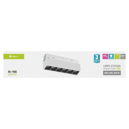 Reflektor szynowy magnetyczny liniowy 6W 480lm 4000K biały M-LINE