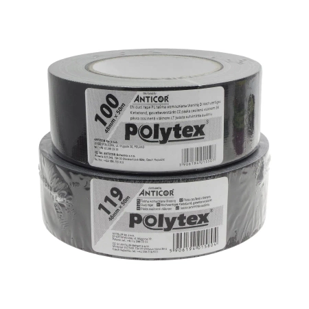 Taśma naprawcza uniwersalna POLYTEX 119 Duct Tape, czarna 48x0.23mm, rolka 50m