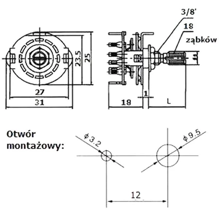 Przełącznik obrotowy 1x11 RBS-1