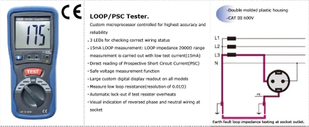 Miernik impedancji pętli i spodziewanego prądu zwarcia PSC, DT-5301 CEM
