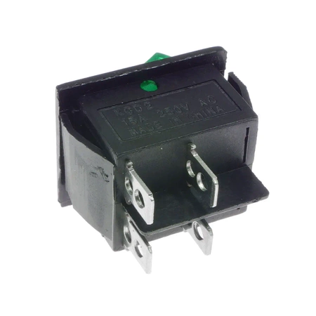 Włącznik ON-OFF 15A 230VAC zielony, podświetlany, MK621