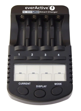 Ładowarka akumulatorów 4x AA/AAA Ni-MH, Ni-Cd + port USB 1A, everActive NC-1000