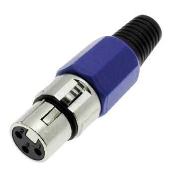 Wtyk XLR żeński 3-pin niebieski mikrofonowy