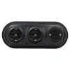 2x Gniazdko Schuko okrągłe + Gniazdko USB A+C 4A z ramką potrójną, czarne, montaż podtynkowy, Ceramic Loft