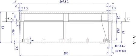 Obudowa uniwersalna Z95J, 193,2 × 283 × 95,5 mm, PS, jasnoszara, z panelami bocznymi, Kradex