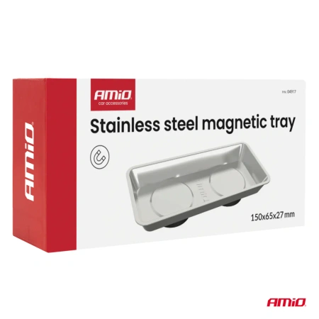 Miska magnetyczna prostokątna 150 × 65 × 27 mm ze stali nierdzewnej, AMIO-04917
