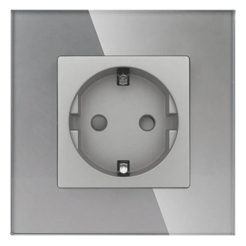 Gniazdo elektryczne pojedyncze Schuko - szklana ramka - szare - Tawoia Glass