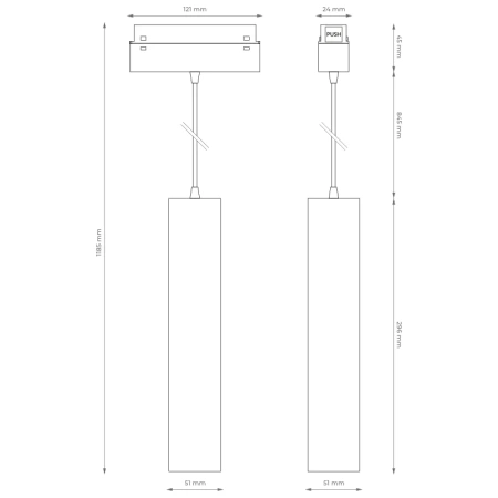 Lampa szynowa wisząca magnetyczna 10W 800lm 4000K 30cm czarna M-LINE