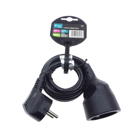 Przedłużacz 1.5m, 1 gniazdo, czarny, 10A, 3G1