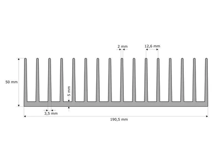 Radiator A6023 190x50x50mm, 1.2K/W