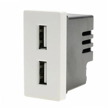 Ładowarka USB 2.4A, 2x USB biały, moduł 1/2 do ramki Tawoia Glass