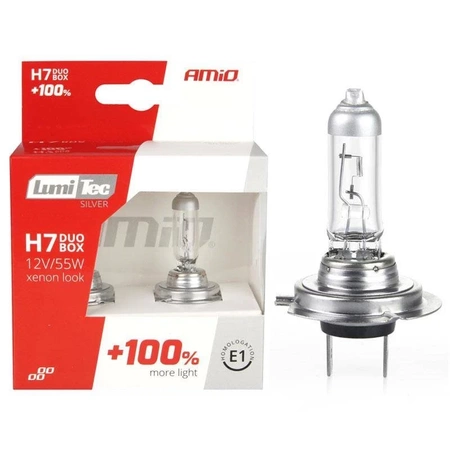 Żarówka samochodowa halogenowa H7 12V 55W LumiTec SILVER +100%, 2 szt AMIO-01403