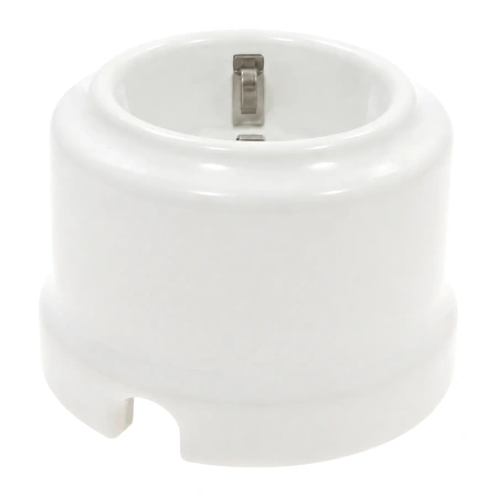 Gniazdko elektryczne Schuko okrągłe białe ceramiczne natynkowe - Ceramic Classic Loft