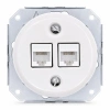 Gniazdo Ethernet Cat.5e x2 okrągłe białe ceramiczne podtynkowe (moduł bez ramki) - Ceramic Loft