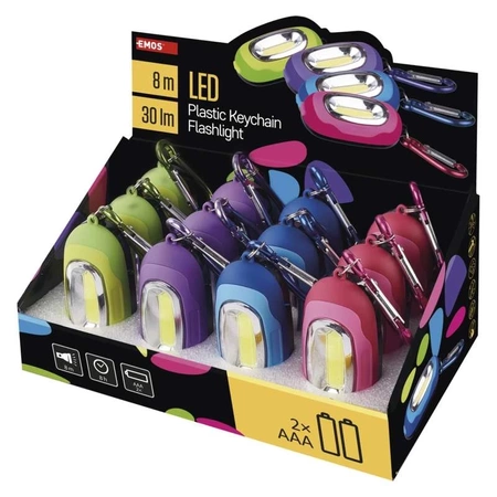 Brelok z latarką LED, 2 × AA, karabińczyk, EMOS P3887