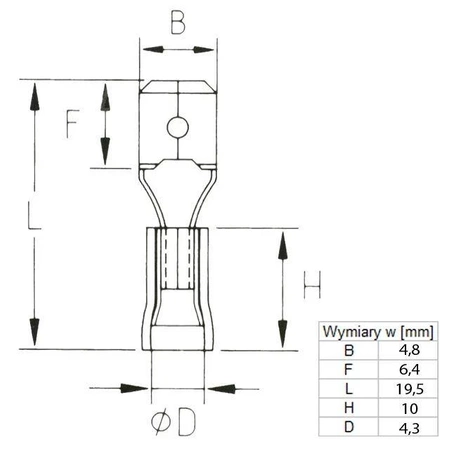 Konektor płaski męski izolowany 4.8mm 0.8mm 1.5-2.5mm² - końcówka kablowa SGE