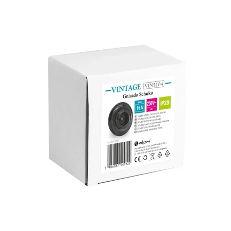 Gniazdo elektryczne Schuko z ramką, ceramiczne, montaż podtynkowy, kolor czarny Ceramic Loft