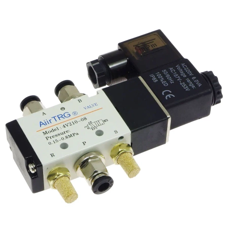 Elektrozawór pneumatyczny, 230 V, 0,15–0,8 MPa, 4V210-08, ze złączami