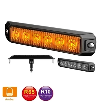 Lampa błyskowa LED do pojazdu, 7W, 6 LED, światło pomarańczowe, śruby, R65 R10, 12V/24V, LW0042